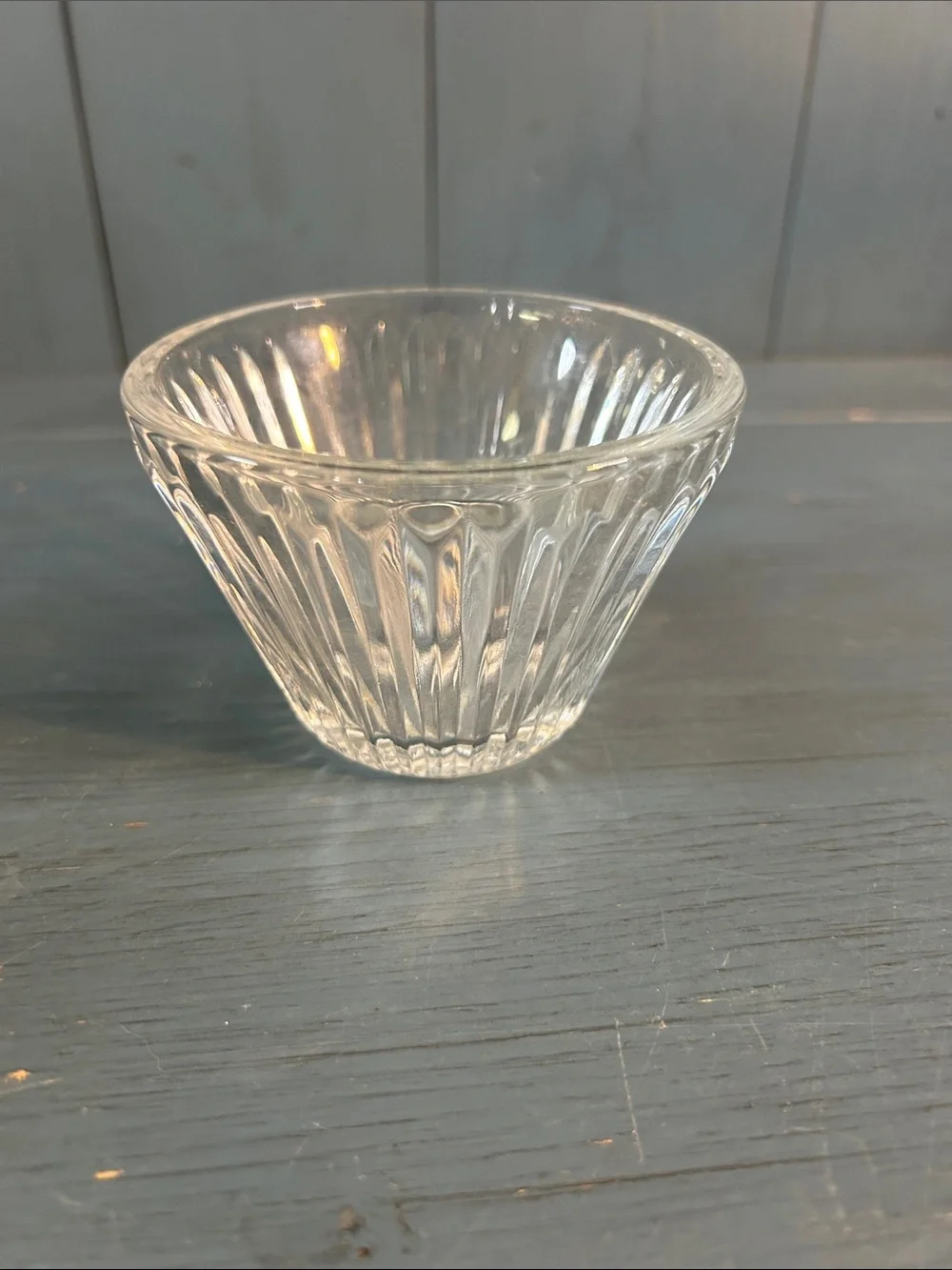 Vintage Clear Glass Ribbed Serving Mini Bowl - Home Dining